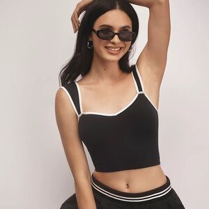 Anthropologie seamless sweetheart tank black white L/XL